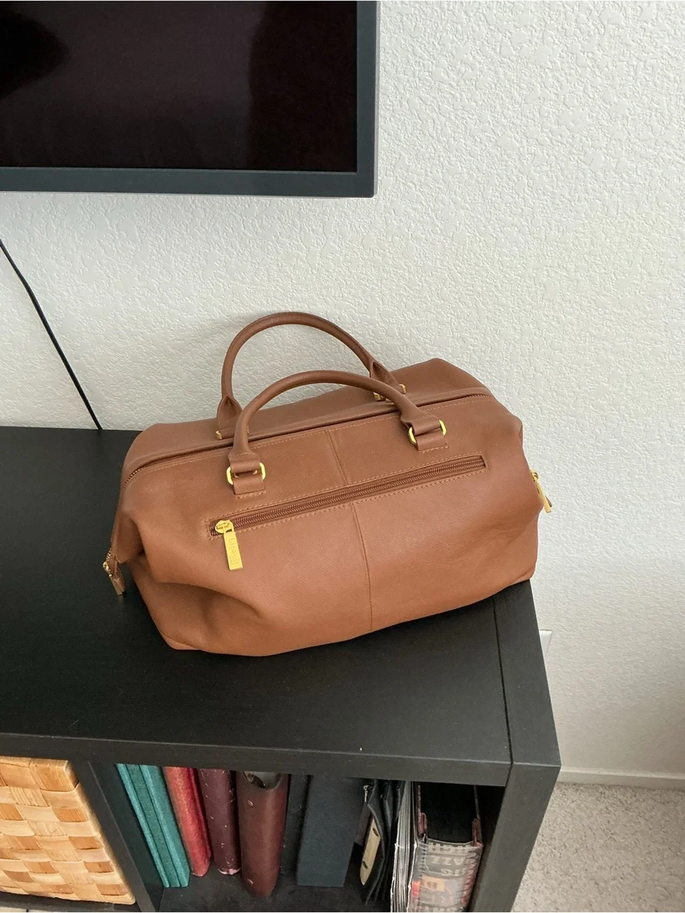Lapalè Brown Leather Satchel with Top Handles